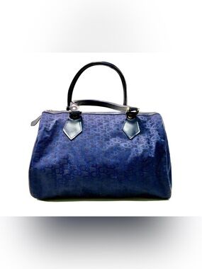 Holiday Fair Vintage 1979 Navy Classic Satchel Handbag Zip Top Mod Tote Bag